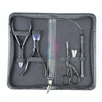 Kit professionnel d'extensions capillaires en acier inoxydable, très demandé, comprenant des anneaux nano et micro, des pinces, un outil de tirage, des ciseaux à cheveux