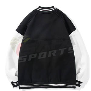 Veste universitaire surdimensionnée personnalisée pour hommes avec broderie en chenille et manches en cuir à col montant pour l'hiver - Product Image 2