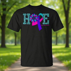 Camiseta con estampado de leopardo y lazo de esperanza para el cáncer de tiroides, unisex para adultos - Product Image 3