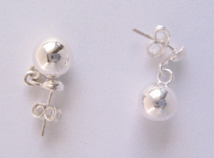 Pendientes de botón de moda chapados en oro rodio con forma de bola, hechos de acero inoxidable, latón y cobre con circonita para fiestas - Product Image 1
