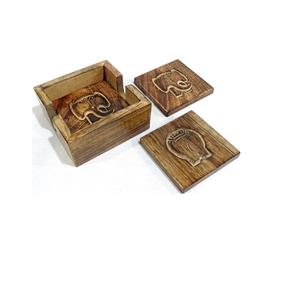 Manteles y Salvamanteles de Mesa de Comedor Más Vendidos con Diseño de Elefante Natural de la Mejor Calidad, Posavasos de Madera Casuales de Forma Cuadrada - Product Image 1