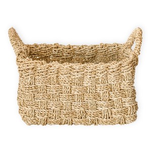 Vintage Mid Century 1980s <b>basket</b> woven from seagrass rectangular storage <b>basket</b> for <b>shelves</b> laundry - Product Image 1