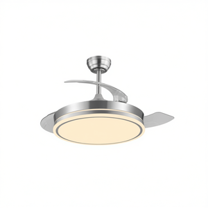 Ventilateur de plafond à finition nickel LED avec pales rétractables - Product Image 2