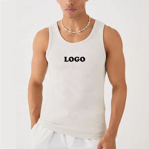 Camiseta sin Mangas Personalizada con Canalé Blanco para Hombre, de Algodón Elástico, Camiseta Deportiva de Manga Corta, Camiseta Interior Informal, Transpirable, Ropa Deportiva de Verano - Product Image 1
