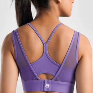 Sujetador deportivo morado ajustado Empower con diseño estampado transpirable, forro ligero acolchado y logo frontal, talla XL - Product Image 5