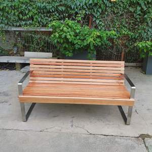 Parc urbain <span class=keywords><strong>extérieur</strong></span> <span class=keywords><strong>banc</strong></span> <span class=keywords><strong>en</strong></span> acier inoxydable <span class=keywords><strong>avec</strong></span> <span class=keywords><strong>dossier</strong></span> chaise <span class=keywords><strong>en</strong></span> <span class=keywords><strong>bois</strong></span> style moderne mobilier urbain - Product Image 1