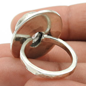 Anillo de compromiso martillado de piedras preciosas de cuarzo rosa Natural de Plata de Ley 925 de diseño impresionante para su exportador de joyería hecha a mano - Product Image 4