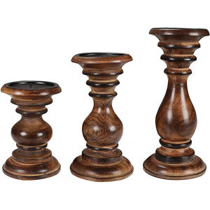 Candelabro de Madera Antiguo, Portavelas de Madera Retro Estilo Shabby Chic para Repisa, Sala de Estar, Decoración Boho - Product Image 3