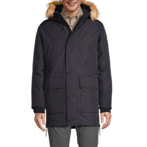 Parka transpirable Chaqueta larga de alta calidad Unisex Forro polar Invierno impermeable con colores sólidos con capucha de piel Parka para hombre - Product Image 1