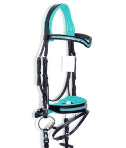 AQUA Glisten CRYSTAL BLING FREEFORM MonoCrown SHAPE CUT AWAY ANATOMIC BRIDLE - Product Image 1