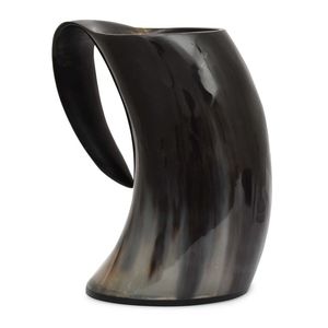 Tasse en corne naturelle fabriquée à la main sculptée Viking corne à boire tasse poignée mariages noël 200ml/14oz Offre Spéciale moderne médiéval - Product Image 1