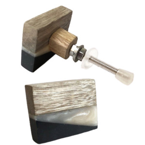 Modern Square Resin Wooden Bone Horn Cabinet Knobs Pulls Brass for <b>Wardrobe</b> Drawer Dresser Kitchen Bedroom Bathroom Living Room - Product Image 2