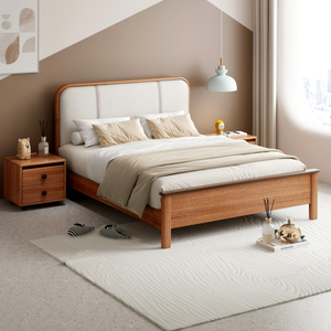 Cama de Madera Maciza Natural, Tamaños Queen y King - Product Image 1