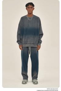 Ensemble 2 pièces pour homme, taille plus, couleur unie, logo personnalisé, sweat à capuche respirant en polaire, survêtement printemps automne hiver - Product Image 3