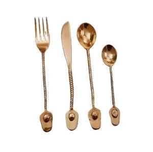 Ensemble de couverts faits à la main en acier inoxydable nouveau style de vaisselle recyclée de qualité alimentaire avec des ensembles de couverts uniques à manche martelé - Product Image 3