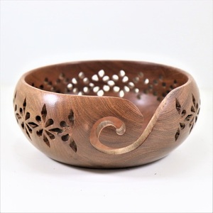Vintage Style Wooden Yarn <b>Bowl</b> Handcrafted Rustic Wooden Yarn Organizer <b>Bowl</b> by Indian Manufacturer - Product Image 4