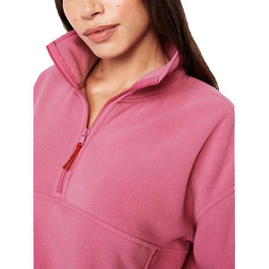 Respirant femmes col montant quart fermeture éclair sweat 100% coton matériel haut léger séchage rapide Streetwear - Product Image 6