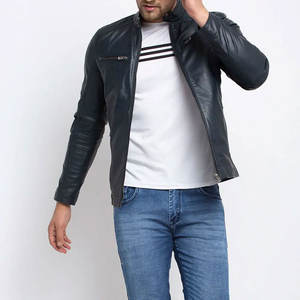 เสื้อแจ็คเก็ตหนังผู้ชายแขนยาวผ้าฝ้ายโพลีเอสเตอร์สำหรับผู้ชาย - Product Image 5