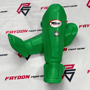Protectores de Espinilleras para Muay Thai, Color Verde, Personalizados, Precio Económico al por Mayor, Ajustables, para Entrenamiento de Kickboxing y MMA - Product Image 1