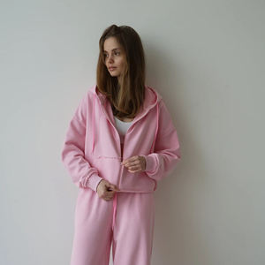 Sudadera con capucha y cremallera extragrande con estilo para mujer, diseño de angustia transpirable con logotipo personalizado, ropa de invierno de talla grande para la temporada de otoño - Product Image 3