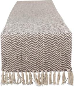 Camino de mesa de algodón macramé Everyday Collection 14x72 Top decorativo con flecos negros para comedor tejido en casa estilo moderno - Product Image 2