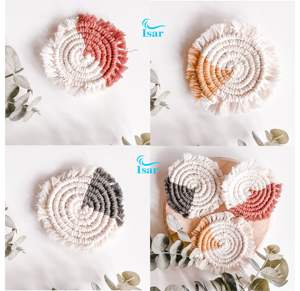Customized Boho Macrame <b>Coasters</b> Hand <b>Woven</b> Color Mats & Pads for Tea & Coffee Mugs - Product Image 2