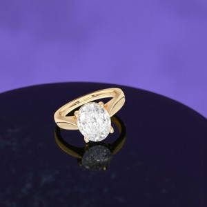 Anillo de compromiso de diamante de corte ovalado cultivado en laboratorio de 1,50 quilates, K oro sólido de 10/14K/18K, hecho a mano, Unisex - Product Image 1