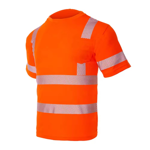 Mens Hi <b>Vis</b> Workwear Safety <b>T</b>-<b>Shirt</b> Custom Logo <b>High</b> Visibility Polyester with Reflective Material for Construction - Product Image 3