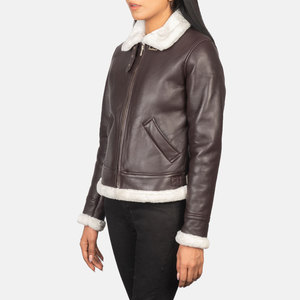 Turn Down Collar Button up Style <b>Women</b> Leather Jacket Zipper <b>Top</b> Class Looking <b>Women</b> Leather Jacket - Product Image 2