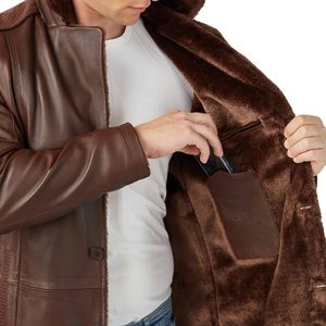 Manteau en cuir décontracté pour hommes en gros Manteau en cuir de mouton véritable respirant pour hommes fabriqué au Pakistan - Product Image 5