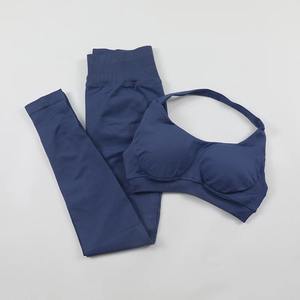 2 uds. Conjunto de Yoga para mujer, ropa de gimnasio, conjunto de entrenamiento físico, ropa deportiva para mujer, Top corto de manga larga, mallas de cintura alta, trajes deportivos - Product Image 3