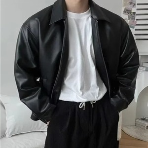<b>Men's</b> Leather <b>Jacket</b> Lightweight Casual Sports Motorcycle Vest Fashionable Korean Style Fit Baseball Uniform <b>Jacket</b> - Product Image 6