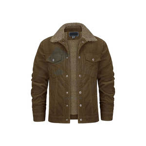 Veste de camionneur en velours côtelé pour homme Doublure en sherpa Polaire Manteau d'hiver Chaud Épais Décontracté Style cargo Veste d'extérieur pour temps froid - Product Image 1