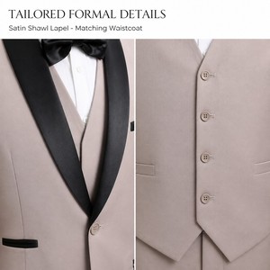 <span class=keywords><strong>Traje</strong></span> de esmoquin de 3 piezas para hombre, transpirable, antiestático, <span class=keywords><strong>con</strong></span> cremallera, solapa de chal, corte ajustado, chaqueta y chaleco para bodas, banquetes y eventos nocturnos - Product Image 4