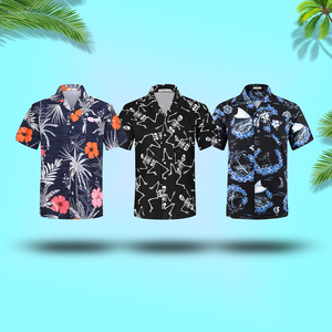 Wholesale custom logo print button <b>up</b> resort cotton casual vocation <b>boy</b> hawaiian beach t shirts for mens plus size - Product Image 4