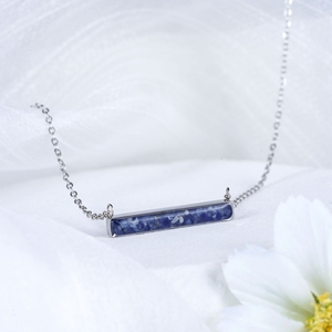 Nouvel Arrivage Collier Barre 3D Horizontale en Acier Inoxydable avec Pierres Précieuses Déchiquetées Délicates - Product Image 3