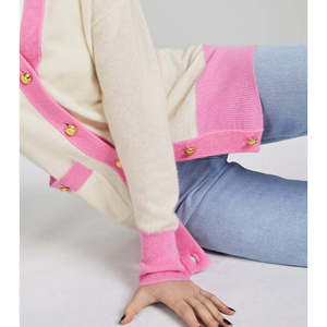 Cardigan Casual da Donna Charter Club, Lungo, Bicolore Marrone con Decorazione a Bottoni, per Autunno e Primavera, Taglia Piccola - Product Image 3