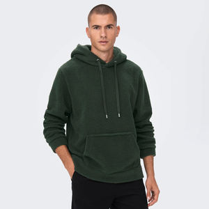 Vente en gros de sweats à capuche en molleton bouclé corail 330 g/m² avec doublure Sherpa brodée sur mesure pour hommes-pour l'hiver sweat à capuche et sweat-shirt - Product Image 4