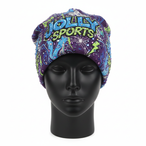 Bonnet en tricot confortable de haute qualité 250 GSM, motif artistique multicolore audacieux, logo personnalisé imprimé sur un seul panneau, jacquard - Product Image 1