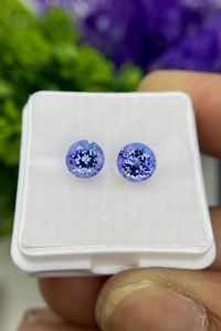 Tanzanite bicolore naturelle et pierre précieuse Zoisite Paire de loupe de forme ronde Loupe bleue propre pour la fabrication de bijoux Pierres précieuses en vrac - Product Image 2