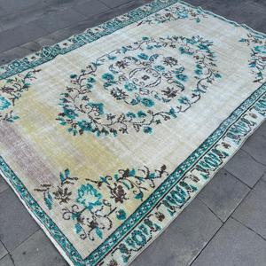 Alfombra Turca Vintage Grande de 5.7x9.7 pies, Alfombra de Lana Azul - Product Image 3