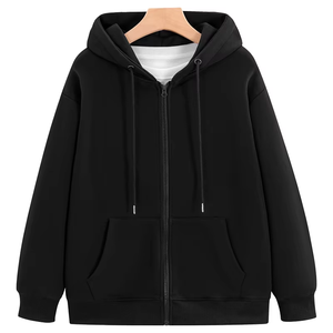 Sudadera con capucha y cremallera para hombre de algodón 100% personalizada, diseño de moda con logotipo de empresa bordado, sudadera fina de Color sólido con estampado de capucha - Product Image 6