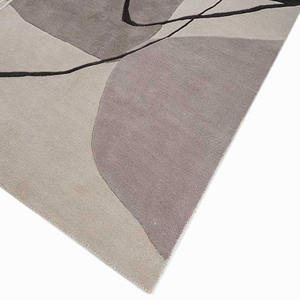 Tapis en laine abstrait minimaliste fait à la main gris beige noir tapis tufté cadeau de vacances - Product Image 5