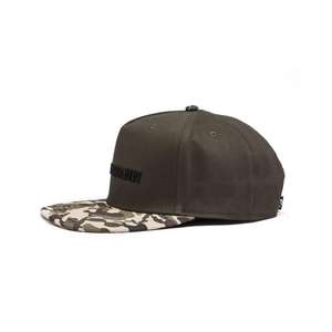 Broderie 3D 5 panneaux à bord plat de haute qualité couleur marron profil moyen 65% coton et 35% polyester tissu casquettes Snapback - Product Image 2