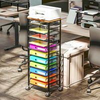 Chariot mobile de rangement pour études et livres à 12 niveaux avec chariot à roulettes en bois pour l'école, la bibliothèque et l'université