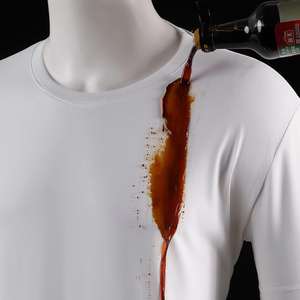 T-shirts imperméables en coton super fibre résistant à l'eau et au lait, au café T-shirt uni vierge en coton imperméable pour hommes - Product Image 2