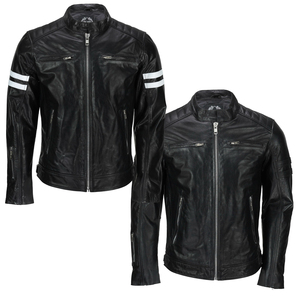 Chaqueta Cuero Moto Hombre-Acolchada Cafe Racer Chaquetas Cuero Hombre - Product Image 4