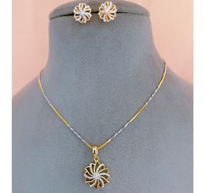 Conjunto de Collar y Pendientes de Diseño Elegante en Oro y Plata con Piedras de Circonita Cúbica para Mujer, Ideal para Fiestas - Product Image 1