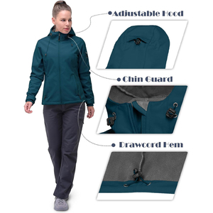 Women's Softshell Jacket Nylon Finished Breathable Waterproof Eco-Friendly Lightweight Smooth Shell for All Day Comfort - Product Image 3