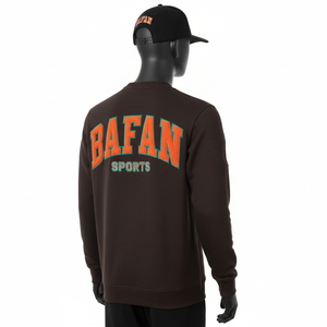 Sudadera de Hombre, Algodón Premium, Felpa, 330 GSM, Cuello Redondo Marrón Liso, con Logotipo de Chenilla Personalizado, Sudaderas Básicas - Product Image 5